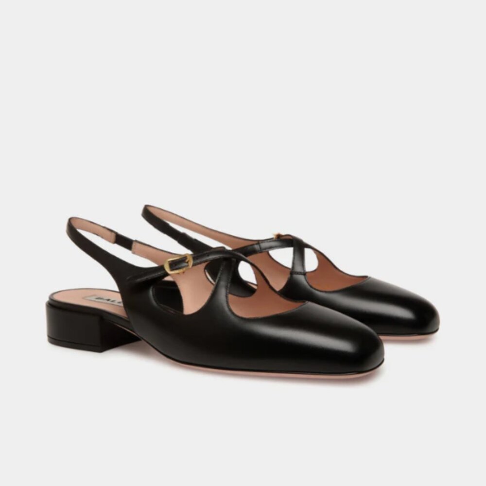NWT and BOX Only tried on NEVER WORN Bally 30mm leather slingback pumps x-strap - Picture 4 of 5